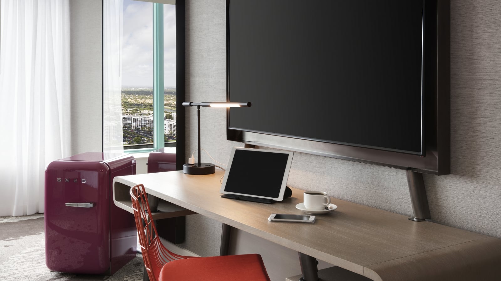 Intracoastal View Guestroom featuring a workspace and In-Room Refrigerator