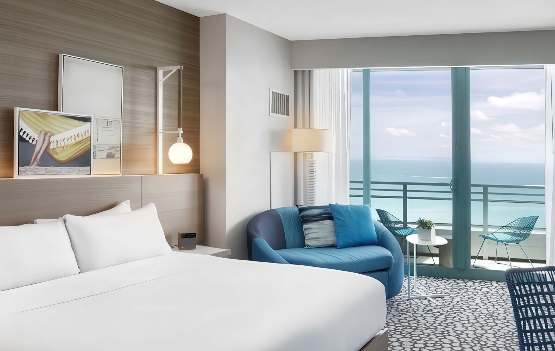 Grand king oceanfront bedroom at The Diplomat Resort