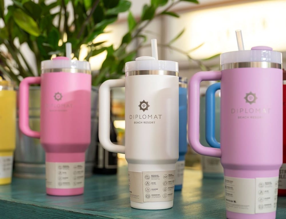 water bottles on display