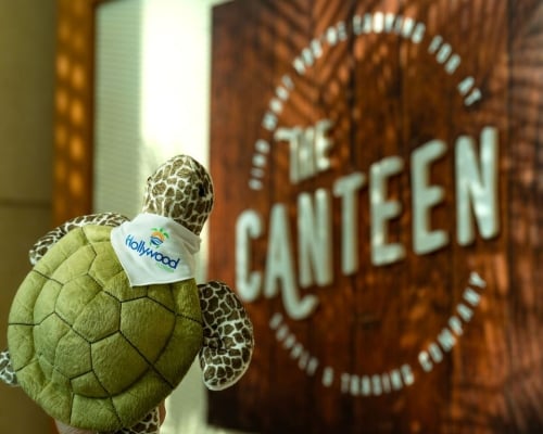 the canteen logo with stuffed turtle